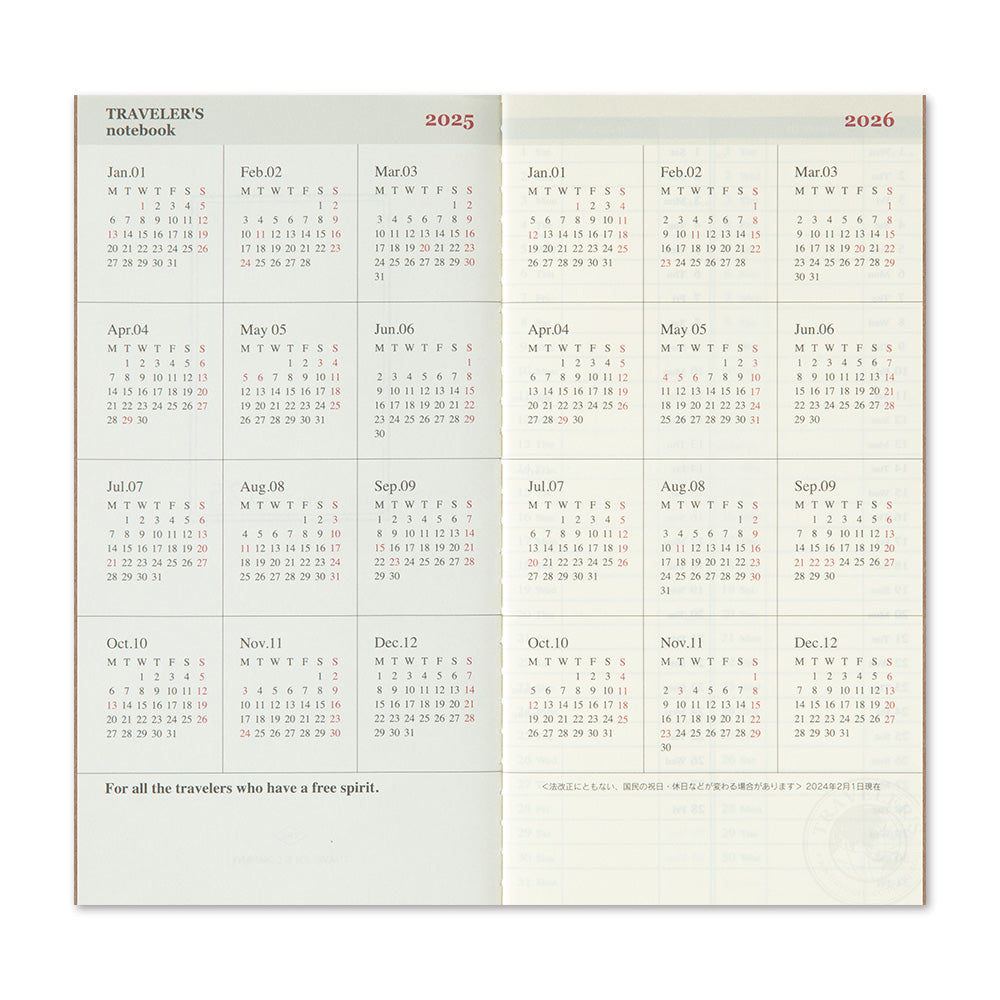 Traveler's Company Kalender Vorbestellung: 2025 Weekly Diary + vertical refill - TRAVELER´S Notebook