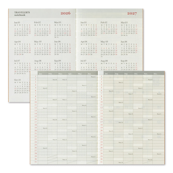 Traveler's Company Monatskalender 2026 Monthly Diary - passport size - TRAVELER´S notebook bei Nauli and Stories