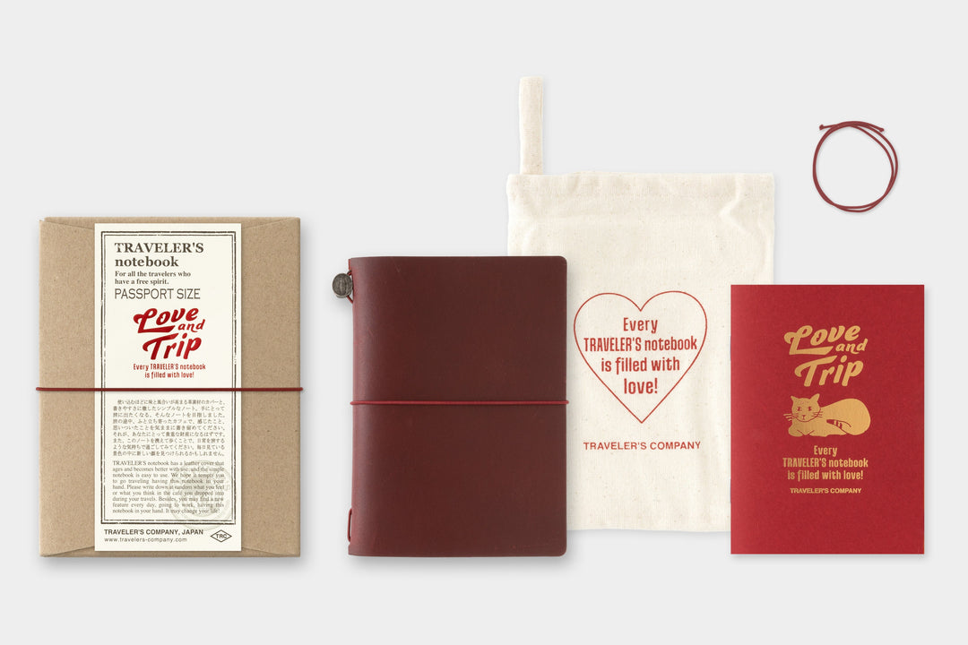 Traveler's Company Notizbuch Vorbestellung! TRAVELER’S notebook passport - Sonderedtion - Love and Trip in weinrot