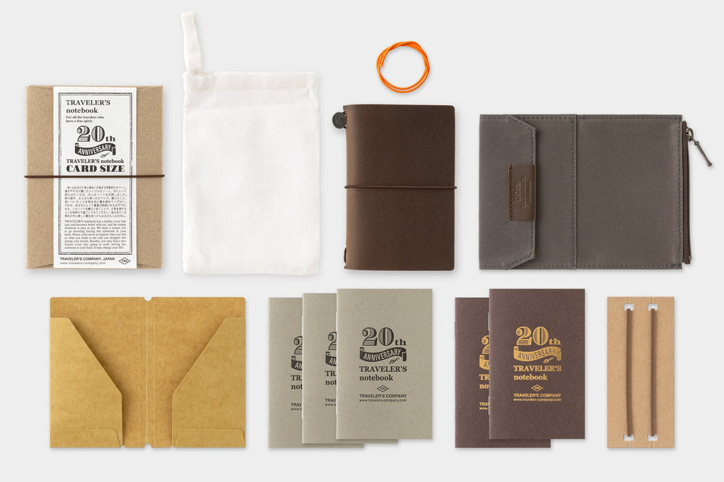 TRAVELER'S notebook Card Size Brown 20th Anniversary Set