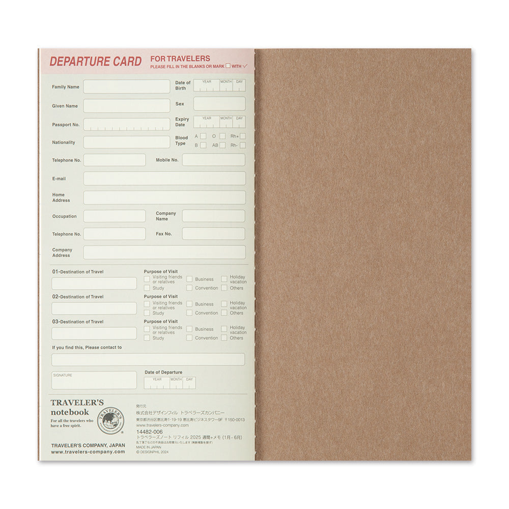 Traveler's Company Wochenkalender 2026 Weekly Diary + Memo refill - TRAVELER´S notebook regular bei Nauli and Stories