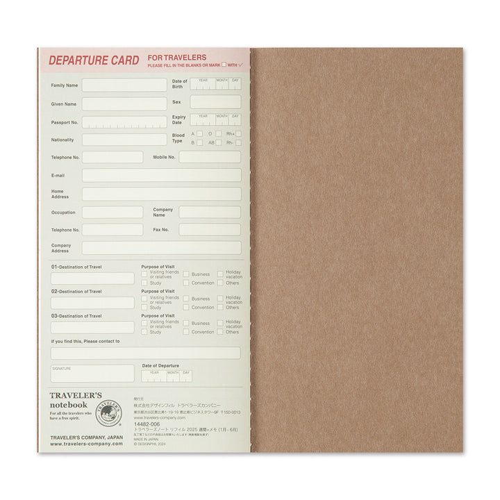 Traveler's Company Wochenkalender 2026 Weekly Diary + Memo refill - TRAVELER´S notebook regular bei Nauli and Stories