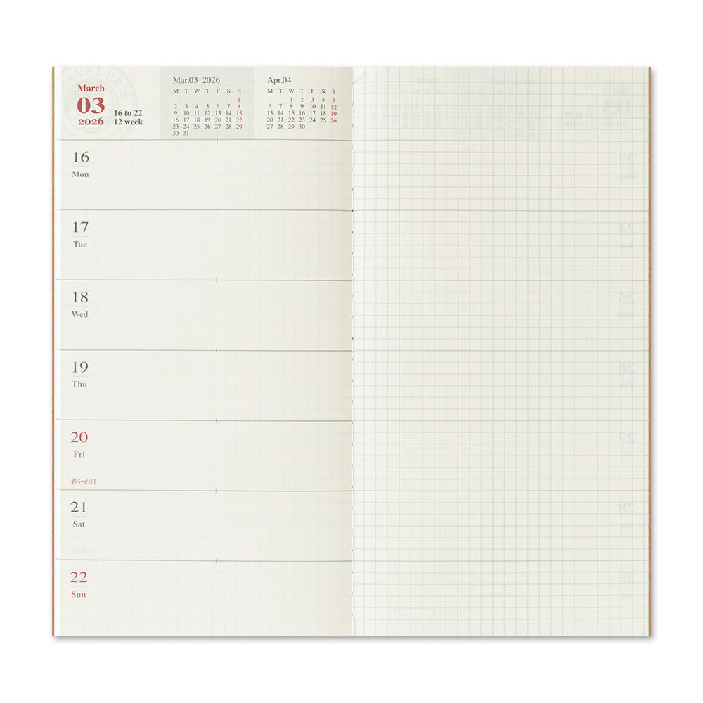 Traveler's Company Wochenkalender 2026 Weekly Diary + Memo refill - TRAVELER´S notebook regular bei Nauli and Stories