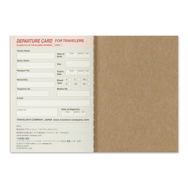 Traveler's Company Wochenkalender 2026 Weekly Diary - passport size  - TRAVELER'S notebook bei Nauli and Stories