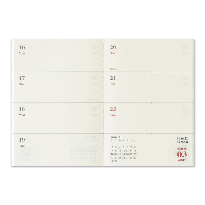 Traveler's Company Wochenkalender 2026 Weekly Diary - passport size  - TRAVELER'S notebook bei Nauli and Stories