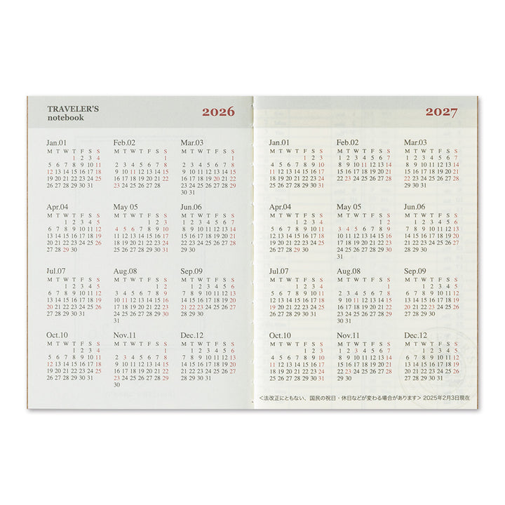Traveler's Company Wochenkalender 2026 Weekly Diary - passport size  - TRAVELER'S notebook bei Nauli and Stories