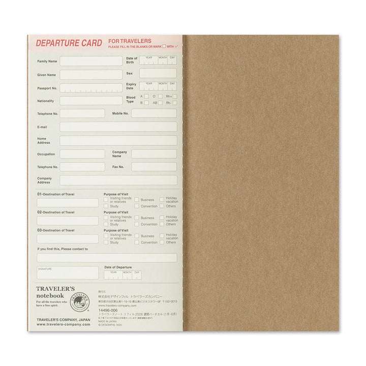 Traveler's Company Wochenkalender 2026 Weekly Diary + vertical refill - TRAVELER´S Notebook bei Nauli and Stories