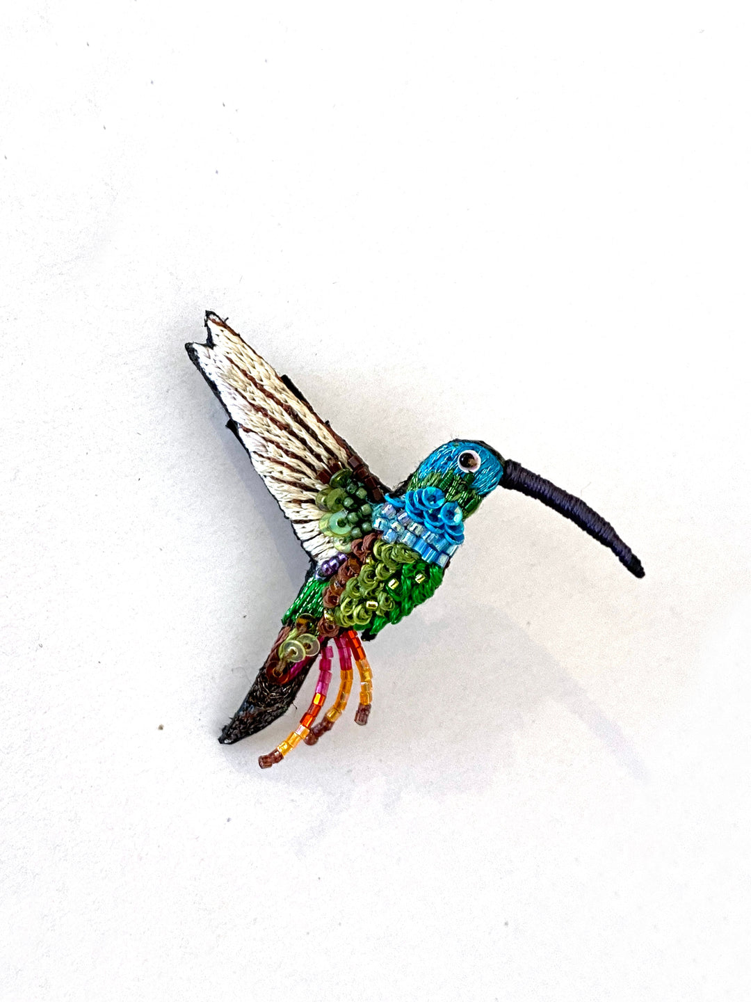 Trovelore Brosche gestickte Brosche - Kolibri - Smaragdkehlkolibri