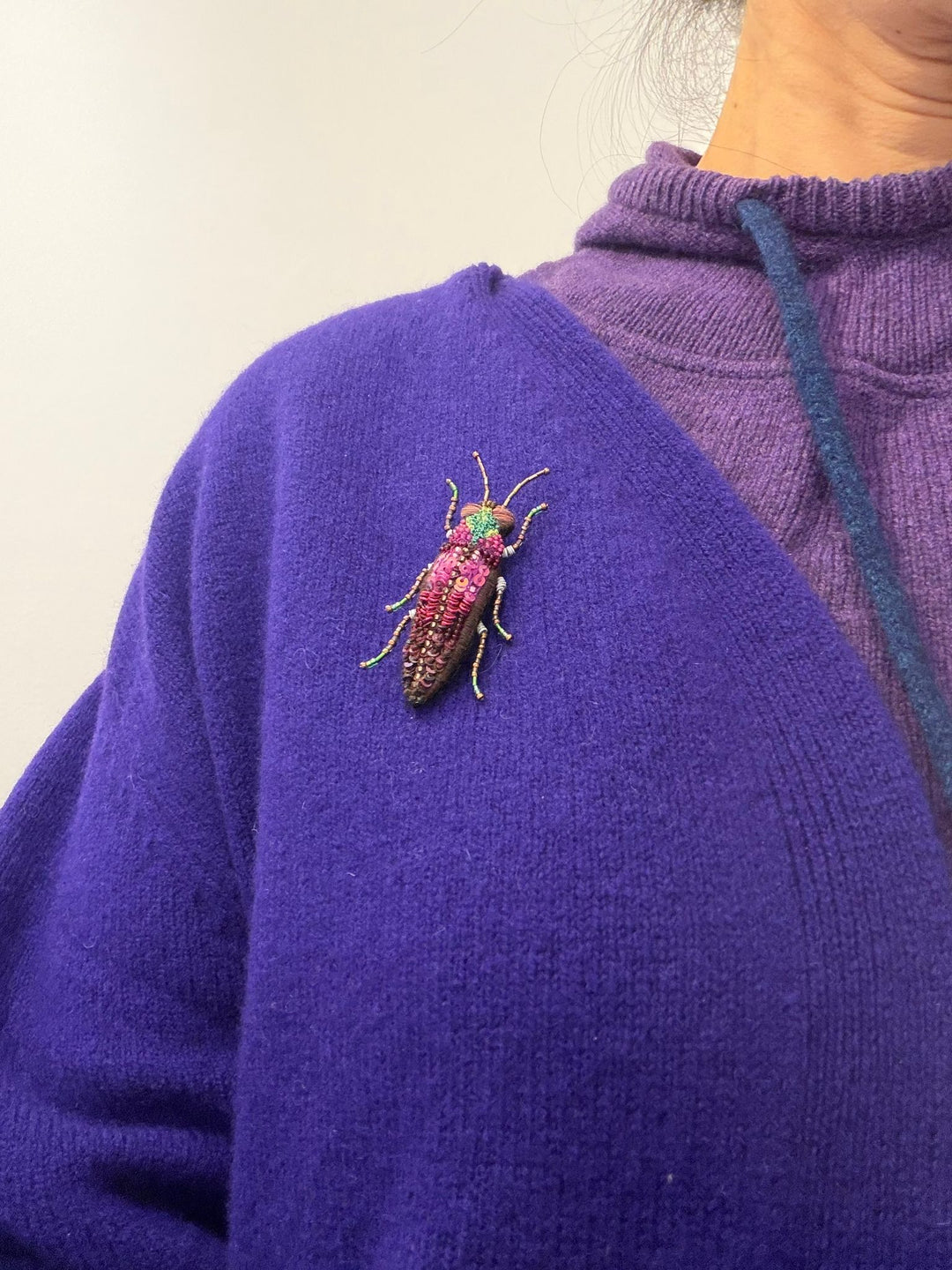 Trovelore Brosche gestickte Brosche - Pinker Prachtkäfer bei Nauli and Stories