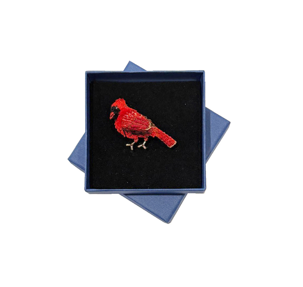 Trovelore Brosche gestickte Brosche - Rotkardinal bei Nauli and Stories