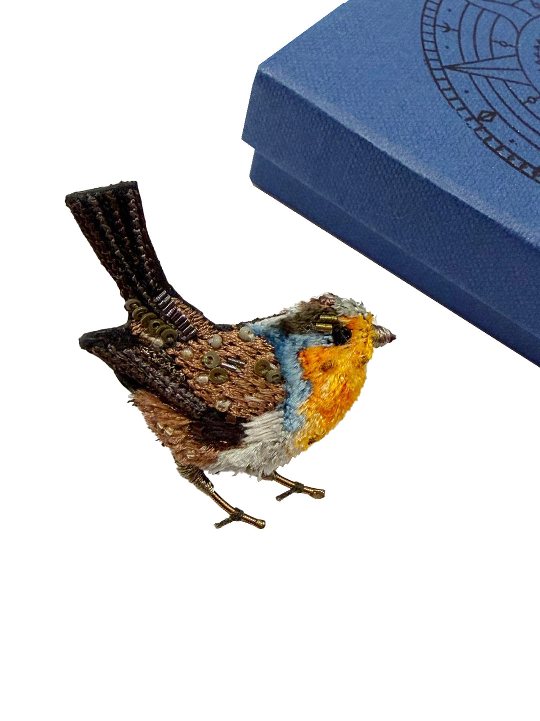 Trovelore Brosche gestickte Brosche - Rotkehlchen bei Nauli and Stories