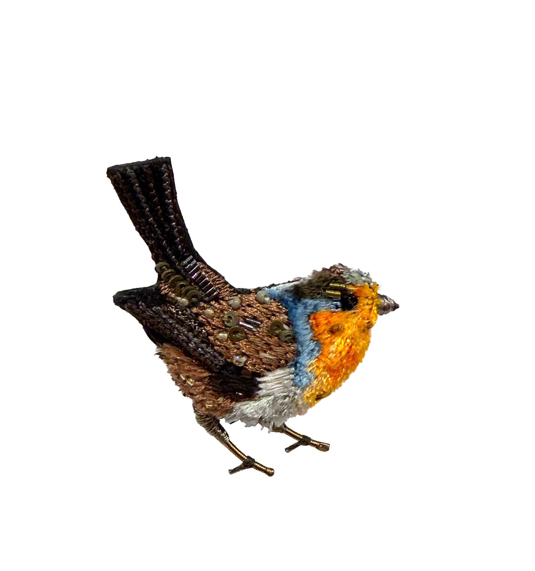 Trovelore Brosche gestickte Brosche - Rotkehlchen bei Nauli and Stories
