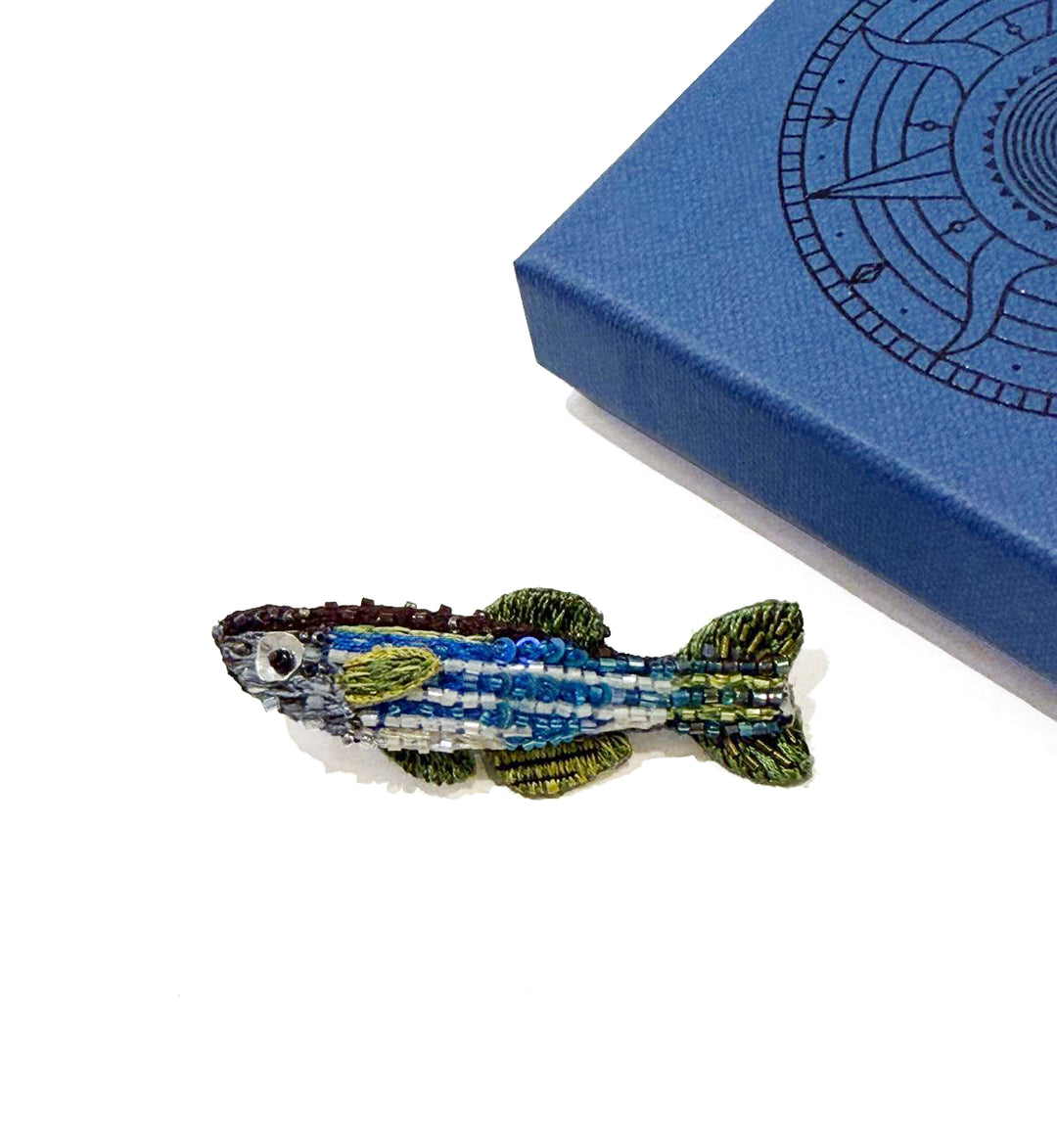 Trovelore Brosche gestickte Brosche - Zebrabärbling - Fisch bei Nauli and Stories