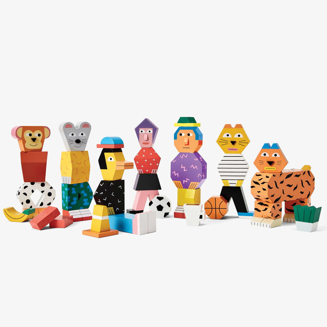 Areaware Spielzeug BLOCK PARTY - Lustige Holzfiguren