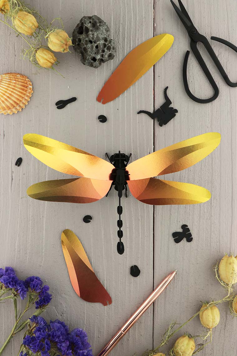 3D-Bastelset DIY-Set DIY - Bastel - Set - Anisoptera Libelle gelb orange