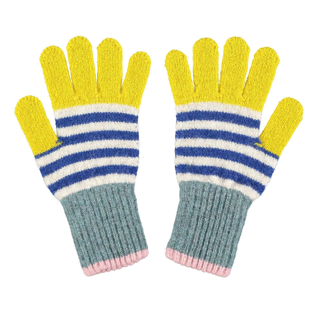 Catherine Tough Handschuhe Fingerhandschuhe aus Lammwolle für Kinder gelb blau