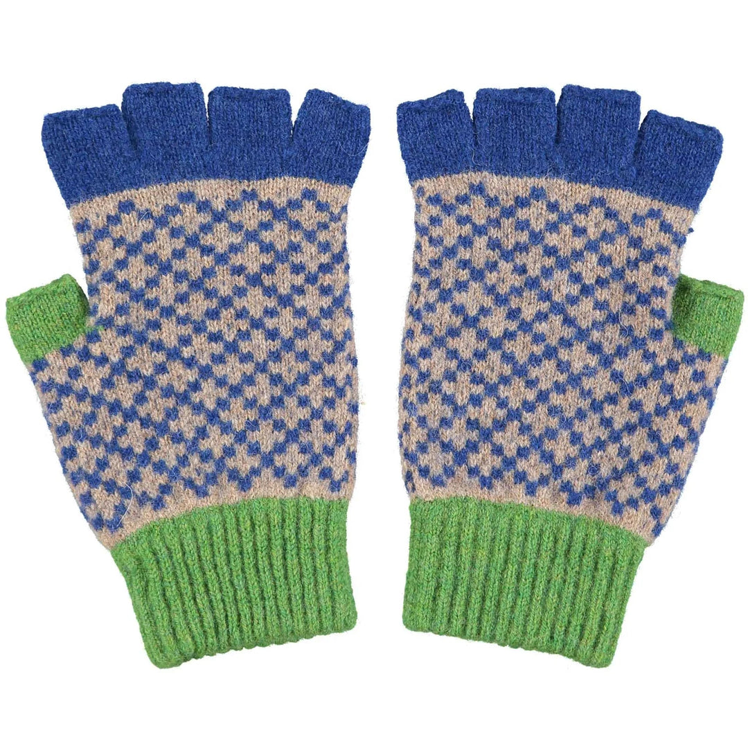 Catherine Tough Handschuhe Handschuhe fingerlos aus Lammwolle blau grau grün