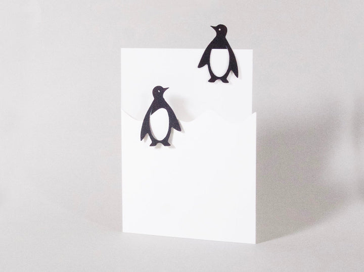 cut & make Hochzeitskarte Pinguin Pärchen Cut out Karte