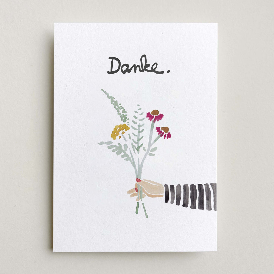 Farina Kuklinski Grußkarte Danke mit Blumenstrauß | Grußkarte