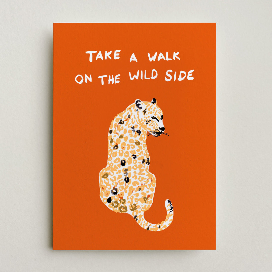 Farina Kuklinski Grußkarte Take a walk on the wild side | Grußkarte mit Leopard