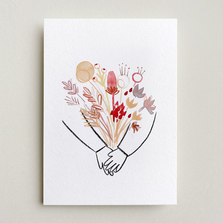 Farina Kuklinski Postkarte Blumenstrauß umarmt | Grußkarte