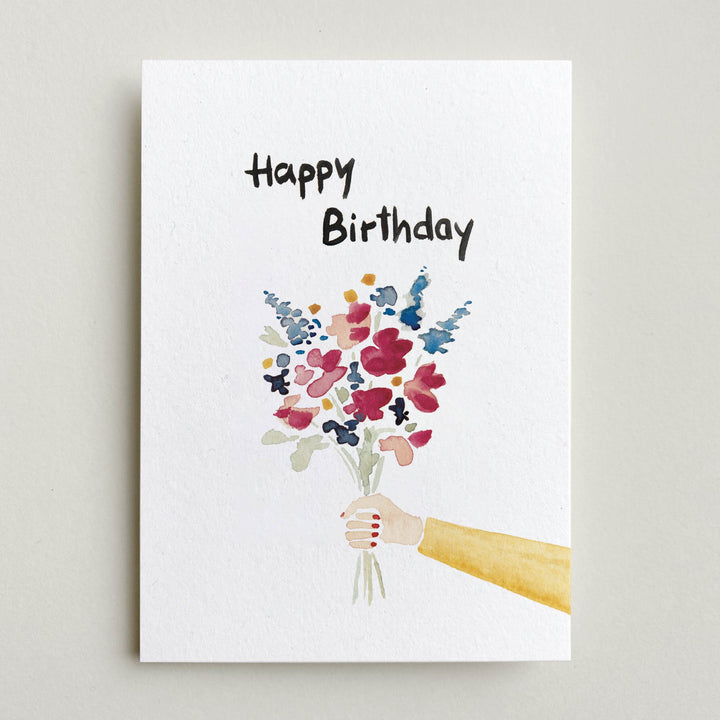 Farina Kuklinski Postkarte Happy Birthday mit Blumenstrauß | Geburtstagskarte
