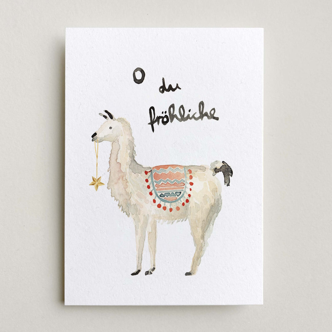 Farina Kuklinski Postkarte Lama Oh Du Fröhliche | Weihnachtskarte