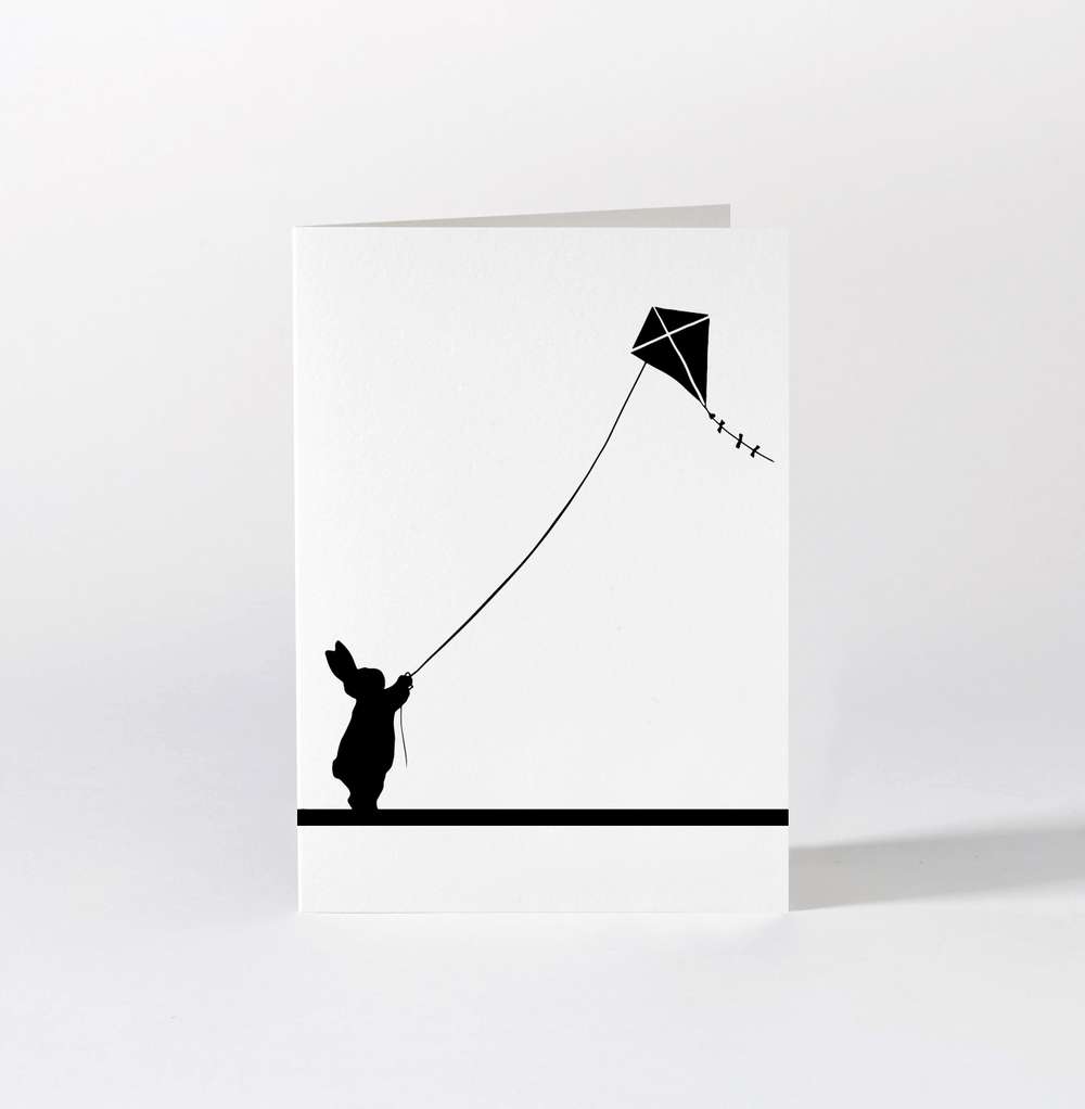 HAM by Jo Ham Grußkarte Hasen - Grußkarte - der Hase läßt einen Drachen steigen
