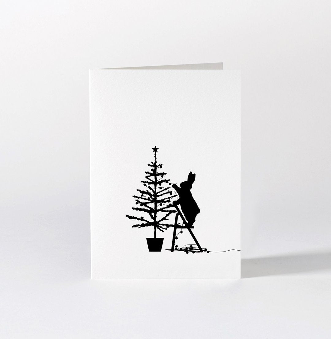 HAM by Jo Ham Grußkarte Hasen - Grußkarte - Weihnachtsbaum schmückender Hase