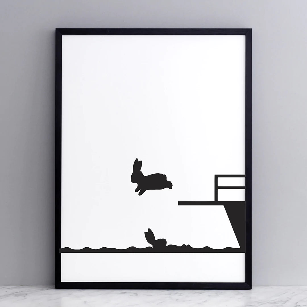 HAM by Jo Ham Kunstdruck Kunstdruck turmspringender und schwimmender Hase, 30x40cm