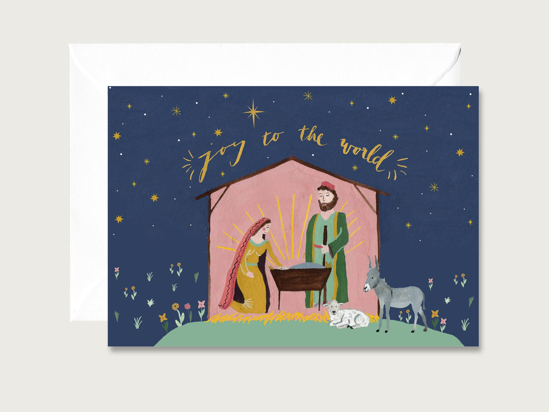 Herz & Papier Weihnachtskarte Weihnachtskarte - Joy to the world - Krippe