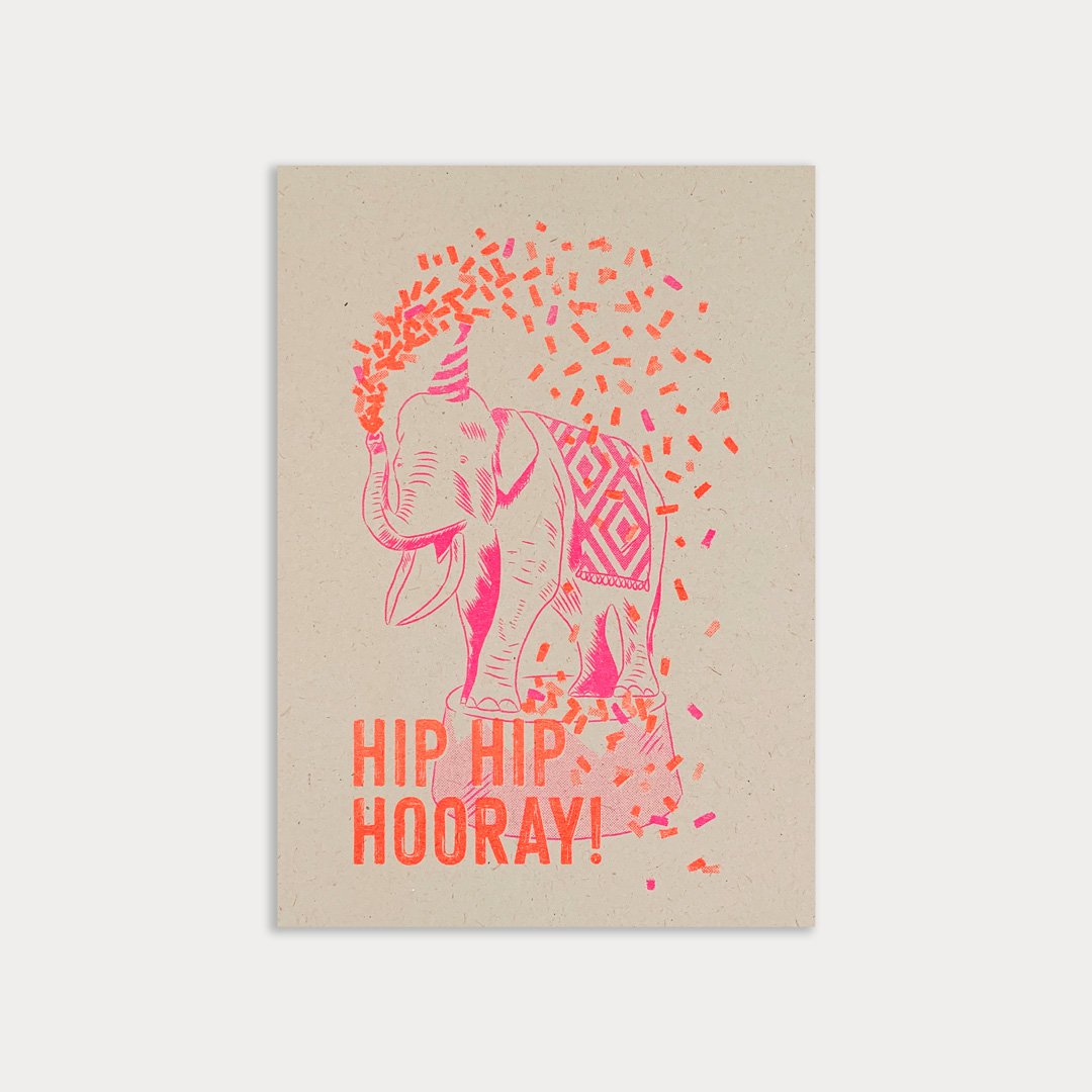 Hungry Paper Postkarte / Hip Hip Hooray! / Ökopapier / Pflanzenfarbe