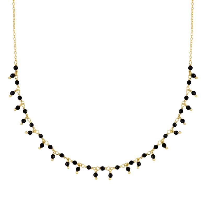 Jewels by Agathe Halsketten Kette mit kleinen schwarzen Spinell-Steinchen