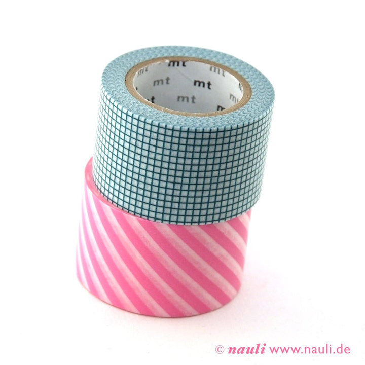Kamoi Washi Tape Washi Masking Tape Streifen stripe rosa x hougan Karo blau