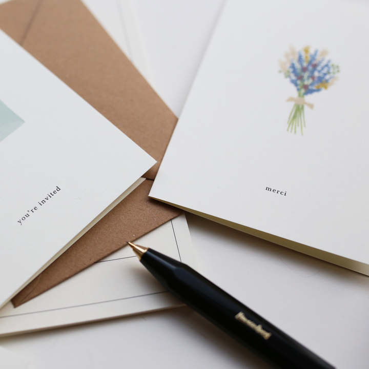 Kartotek Grußkarte Dankeskarte - Merci mit Blumenstrauß