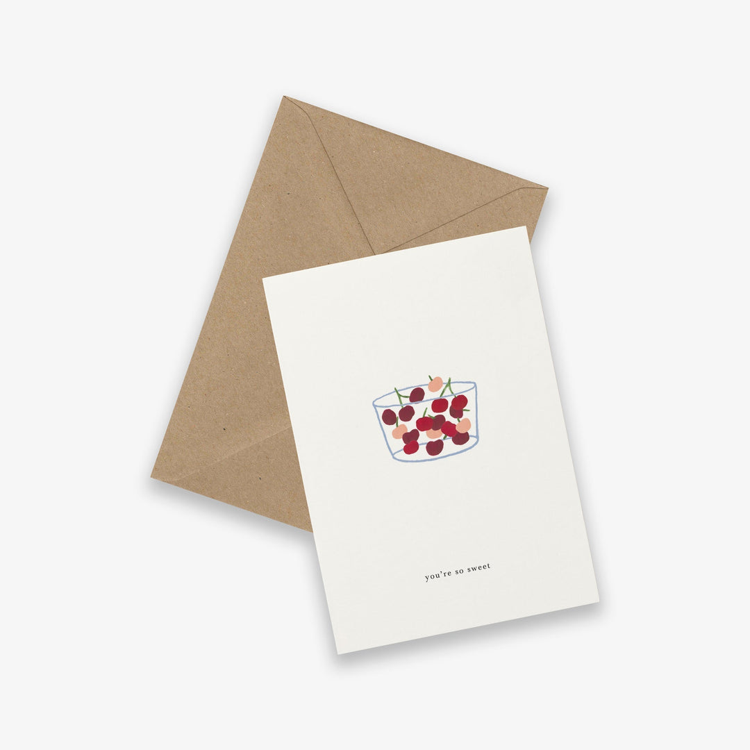 Kartotek Grußkarte Grußkarte - You're so sweet! Kirschen im Umschlag