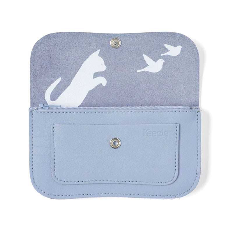 Keecie Geldbeutel Cat Chase Wallet - lavendel Ledergeldbörse mit Siebdruck Katzen