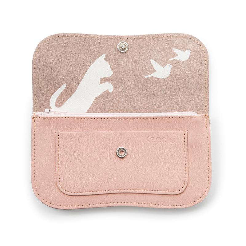Keecie Geldbeutel Cat Chase Wallet - rosa Ledergeldbörse mit Siebdruck Katzen