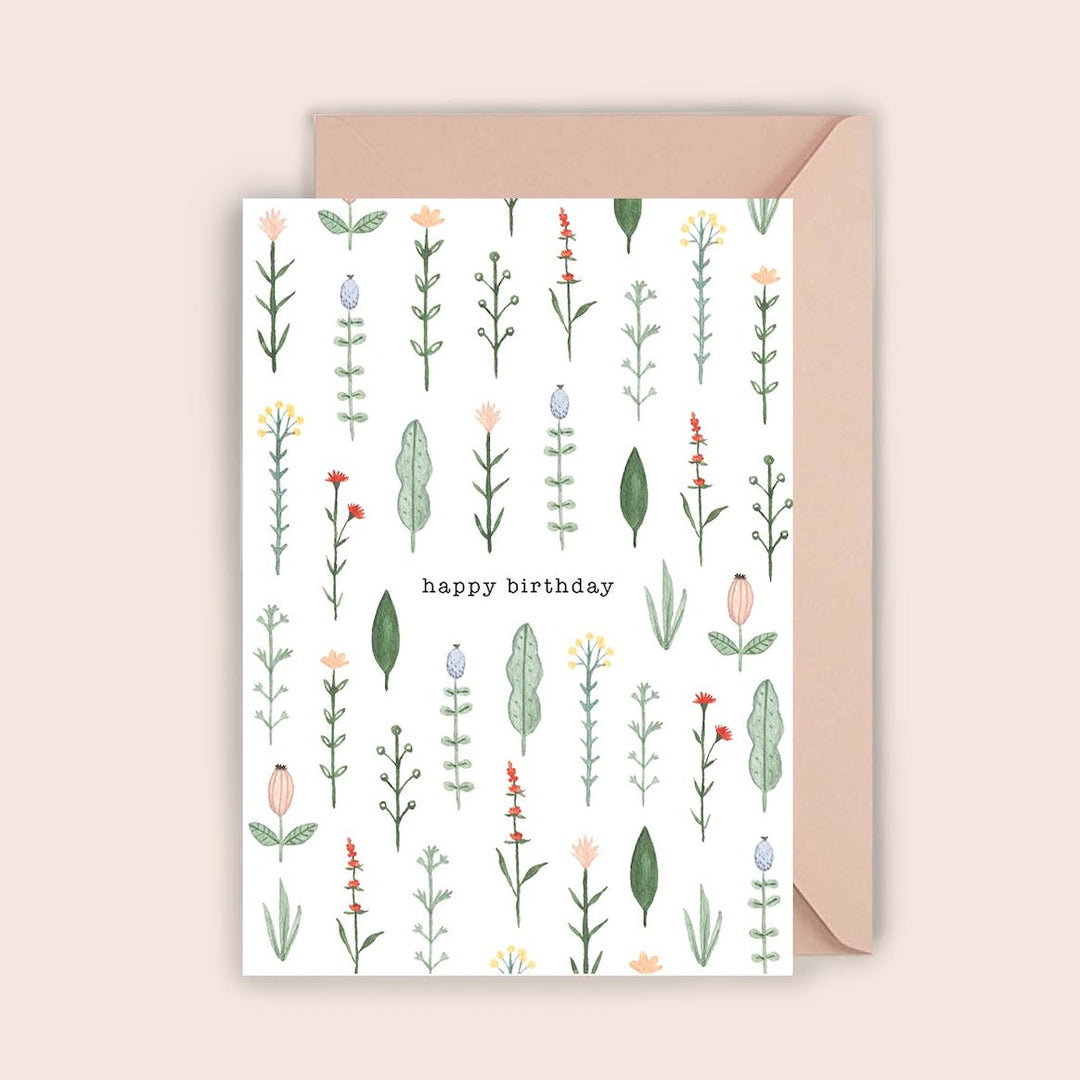 Luvter Paper Geburtstagskarte Geburtstagskarte mit Gräsern und feinen Blumen