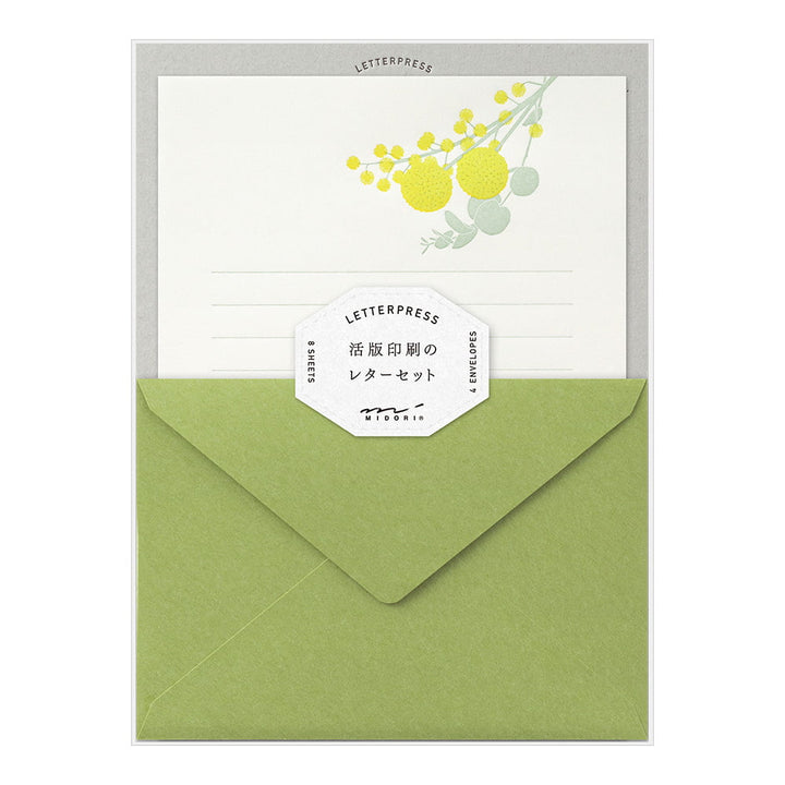 Midori Briefpapier Briefpapier gelbe Blumen - Letterpress