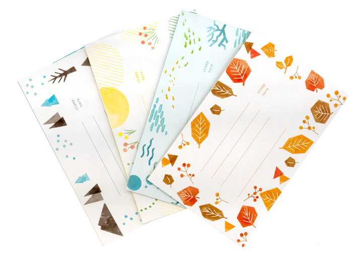 Midori Briefpapier Briefpapier Letter Set Four Seasons - Seasonal Plants