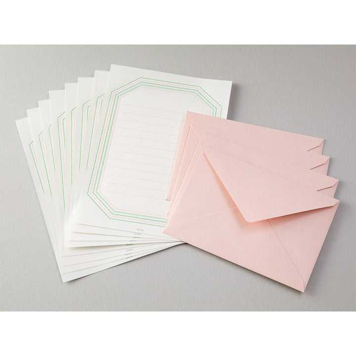 Midori Briefpapier Briefpapier - rosa grün - Letterpress
