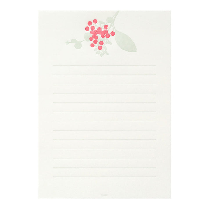 Midori Briefpapier Briefpapier rote Blüten - Letterpress