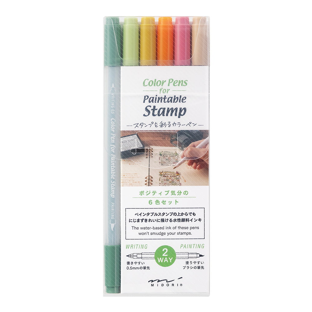 Midori Filzstifte Filzstift-  Set für paintable Stamps 6 colors "Positive"