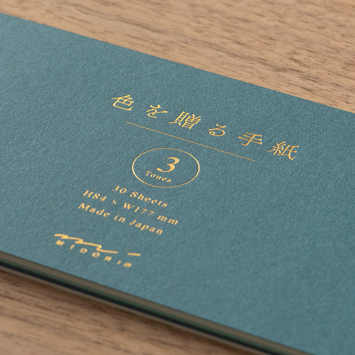 Midori Lettersets & Letter Paper - Message Letter pad Giving a Color - Blue