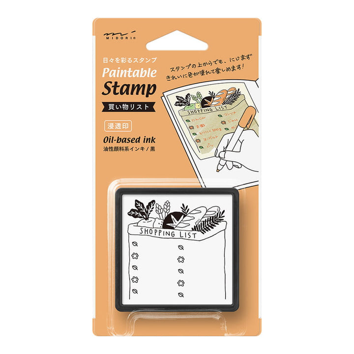 Midori Stempel Paintable stamp Pre-inked - Shopping List