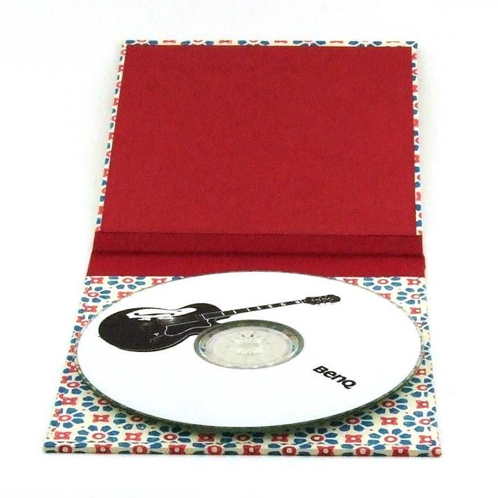 Nauli CD / DVD Hülle für 1 CD CD/ DVD Hülle Stempelblumen rot petrol