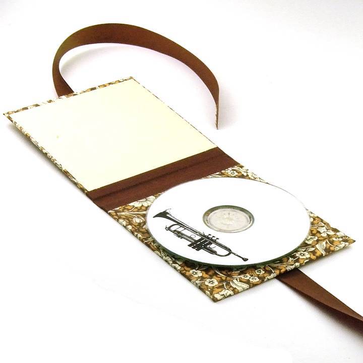 Nauli CD / DVD Hülle für 1 CD CD Hülle Renaissance Blumen kupfer braun mit braunem Satinband