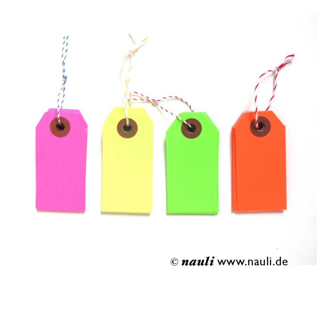 Nauli  Geschenkanhänger 4 Farben Set Neon Geschenkanhänger grün pink rot gelb