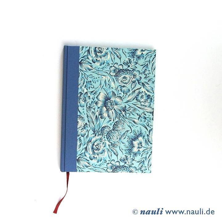 nauli Notizbuch DIN A5 Notizbuch DIN A5 Indische Blumen blau